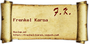 Frenkel Karsa névjegykártya